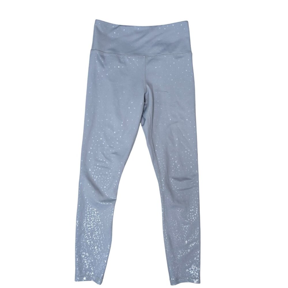 zyia High-Waisted Gray Leggings Subtle Glitter Accents Womens Activewear size 2